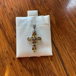 Sterling Silver Citrine Cross Pendant